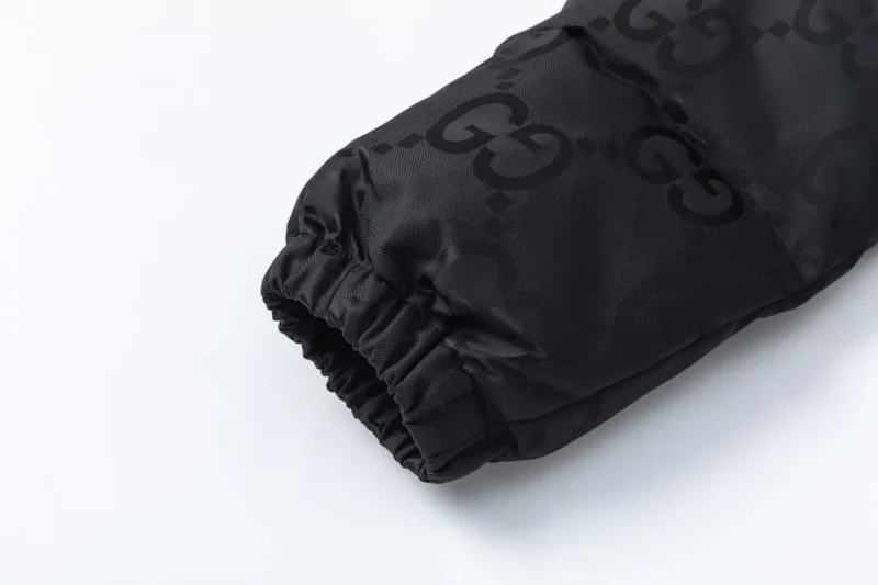 Replica Gucci Monogram Down Jacket Black Snap Button Reps - RepLuxe