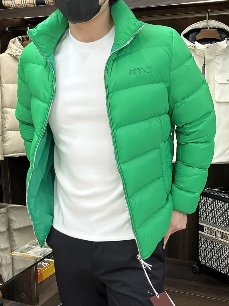Replica Gucci 2025 Down Jacket Green Stand Collar Reps - RepLuxe
