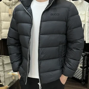 Replica Gucci 2025 Down Jacket Black Stand Collar Reps - RepLuxe