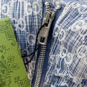 Replica Gucci Jacquard Denim Down Jacket Blue Regular Reps - RepLuxe