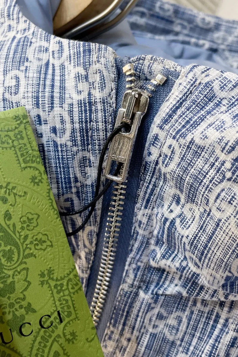 Replica Gucci Jacquard Denim Down Jacket Blue Regular Reps - RepLuxe