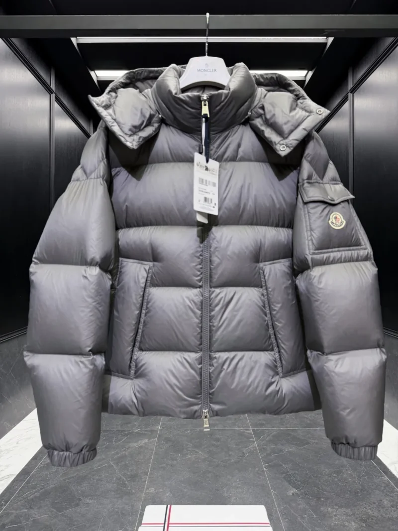 Replica Moncler Couyere Down Jacket Grey Hooded Reps - RepLuxe