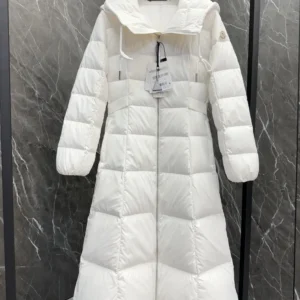 Replica Moncler Faucon Long Down Coat White Women Reps - RepLuxe