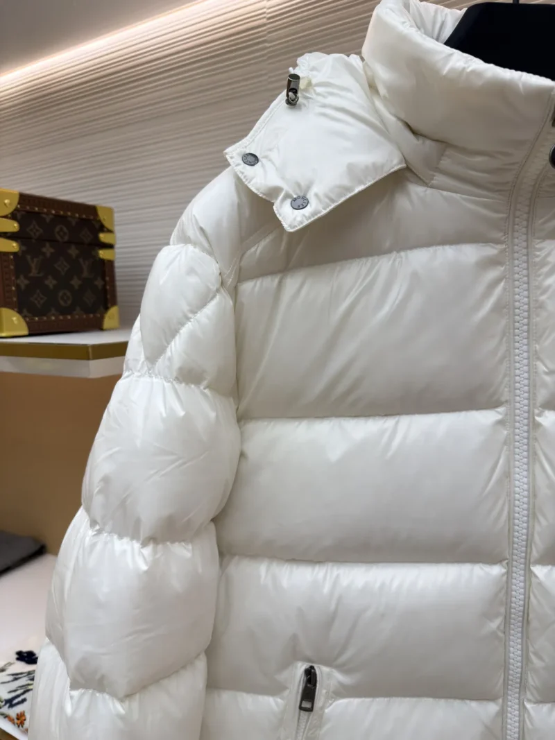 Replica Moncler Maya Down Jacket White Hooded Reps - RepLuxe