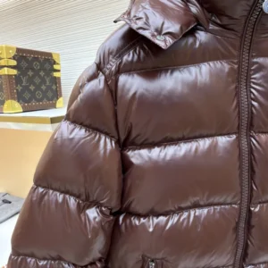 Replica Moncler Maya Down Jacket Brown Hooded Reps - RepLuxe