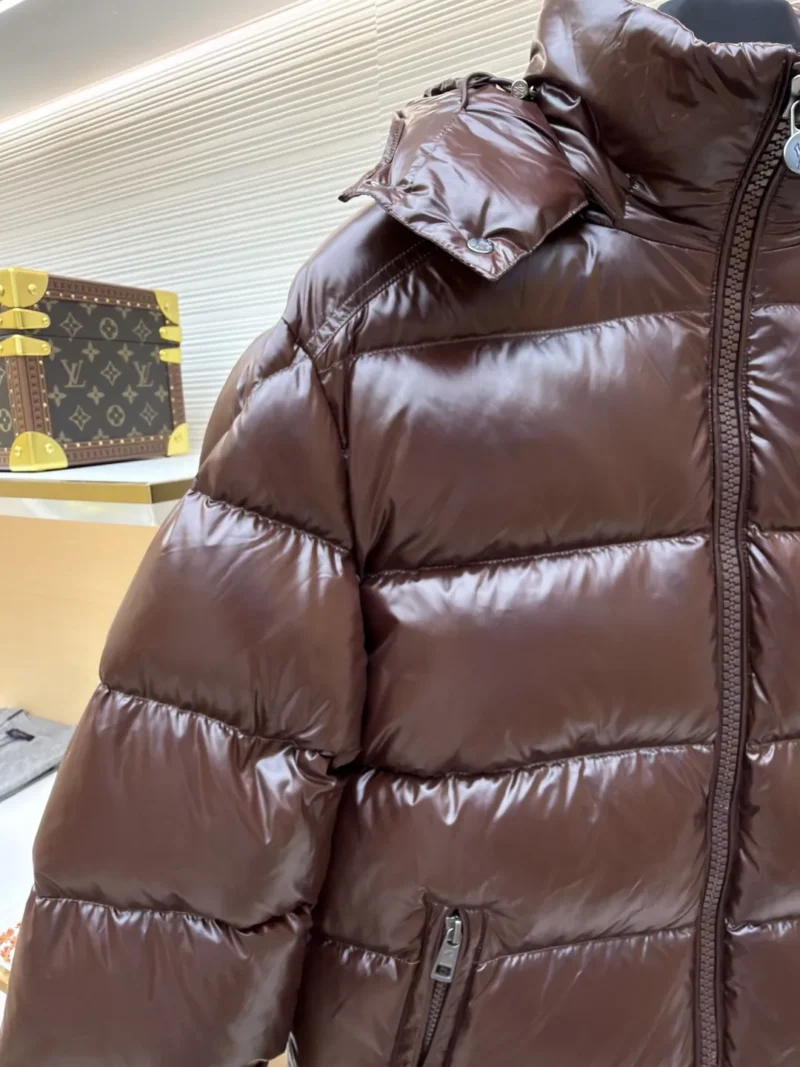 Replica Moncler Maya Down Jacket Brown Hooded Reps - RepLuxe