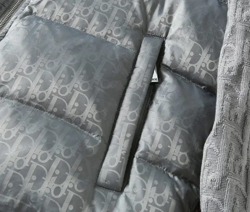 Replica Dior Knit Down Jacket Grey Unisex Style Reps - RepLuxe