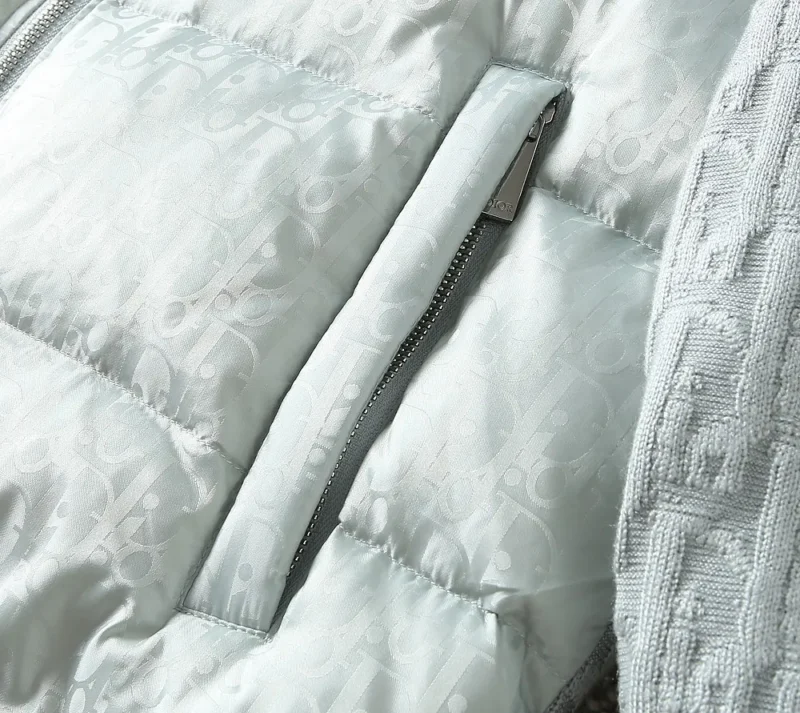 Replica Dior Knit Down Jacket Light Grey Unisex Reps - RepLuxe