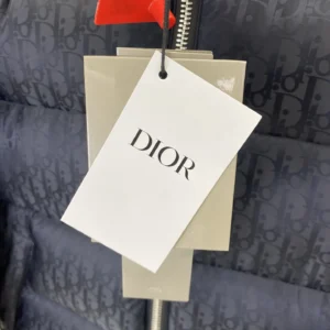 Replica Dior Oblique Down Jacket Navy Blue Stand Collar Reps - RepLuxe