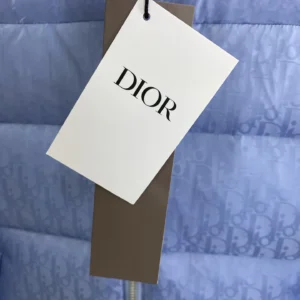 Replica Dior Oblique Down Jacket Blue Stand Collar Reps - RepLuxe