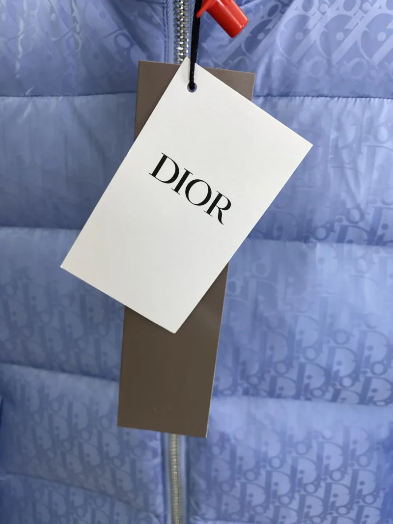 Replica Dior Oblique Down Jacket Blue Stand Collar Reps - RepLuxe