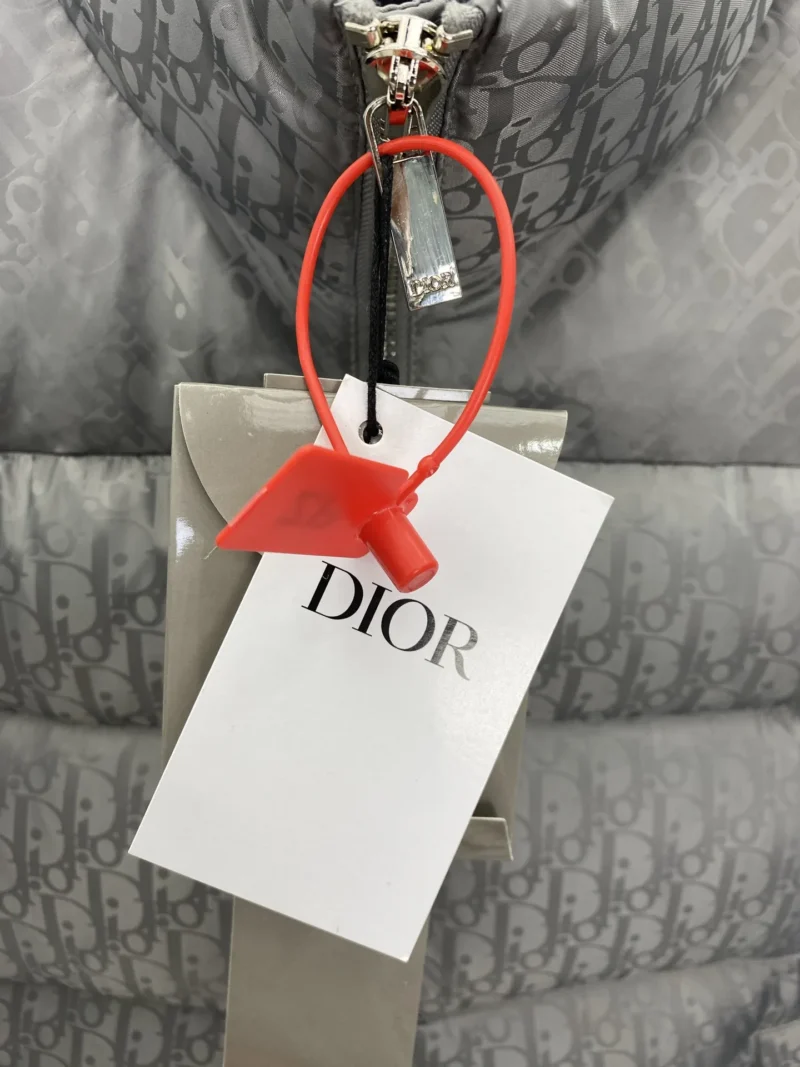 Replica Dior Oblique Down Jacket Grey Stand Collar Reps - RepLuxe