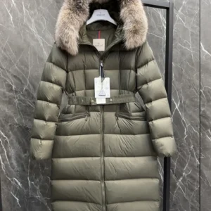 Replica Moncler Boedic Down Jacket Olive Green Long Reps - RepLuxe