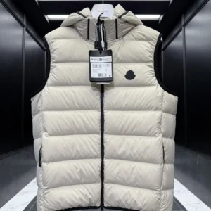 Replica Moncler Valmasque Down Vest Beige Hooded Reps - RepLuxe