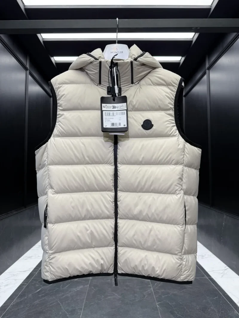 Replica Moncler Valmasque Down Vest Beige Hooded Reps - RepLuxe