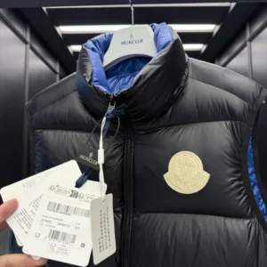 Replica Moncler Sumido Vest Black Stand Collar Reps - RepLuxe