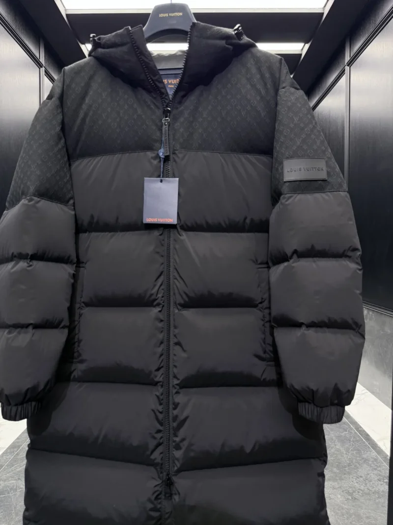 Replica Louis Vuitton Monogram Down Jacket Black Long Reps - RepLuxe
