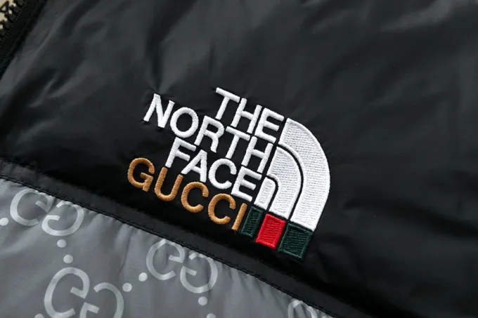 Replica Gucci x The North Face Logo Down Jacket Grey Reps - RepLuxe