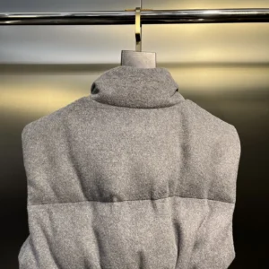 Replica Prada Logo Wool Down Vest Gray Sleeveless Reps - RepLuxe