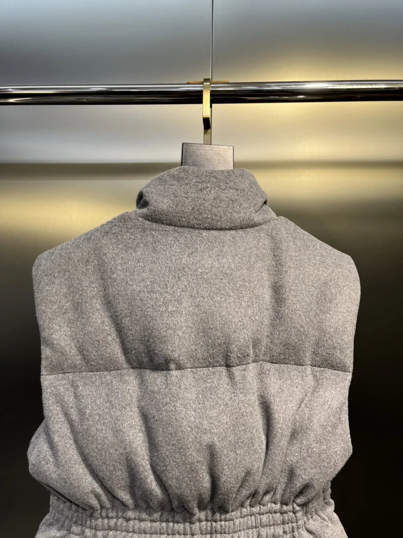 Replica Prada Logo Wool Down Vest Gray Sleeveless Reps - RepLuxe