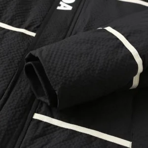 Replica Prada Striped Logo Down Jacket Black Unisex Reps - RepLuxe