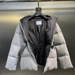 Replica Prada Down Jacket Grey Stand Collar Style Reps - RepLuxe