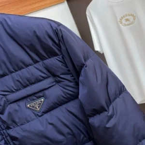Replica Prada Fall Winter Stand Collar Puffer Jacket Blue Reps - RepLuxe