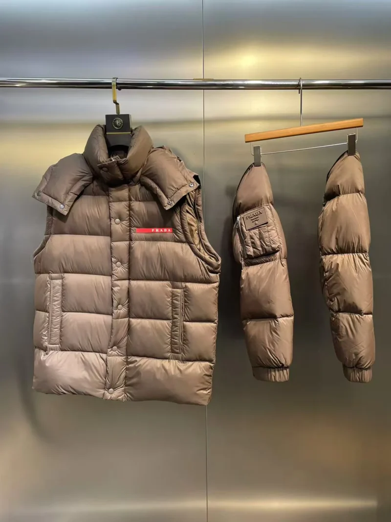 Replica Prada Down Jacket Taupe Hooded Style Reps - RepLuxe
