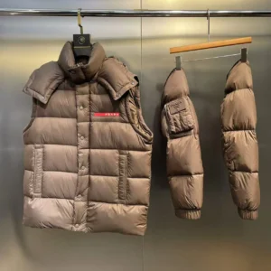 Replica Prada Down Jacket Taupe Hooded Style Reps - RepLuxe