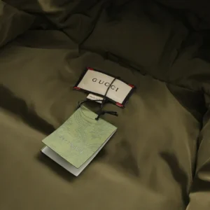 Replica Gucci GG Canvas Hooded Down Vest Olive Green Reps - RepLuxe