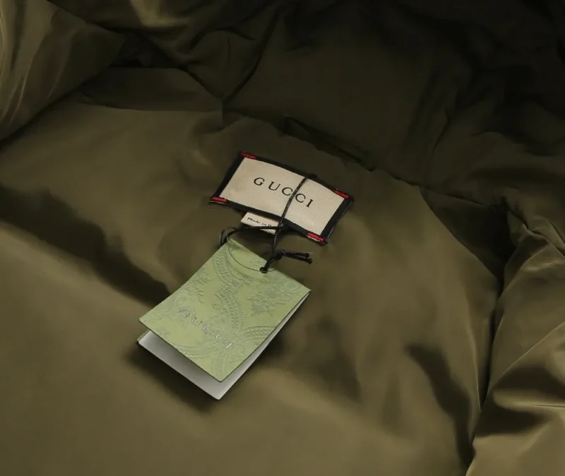 Replica Gucci GG Canvas Hooded Down Vest Olive Green Reps - RepLuxe