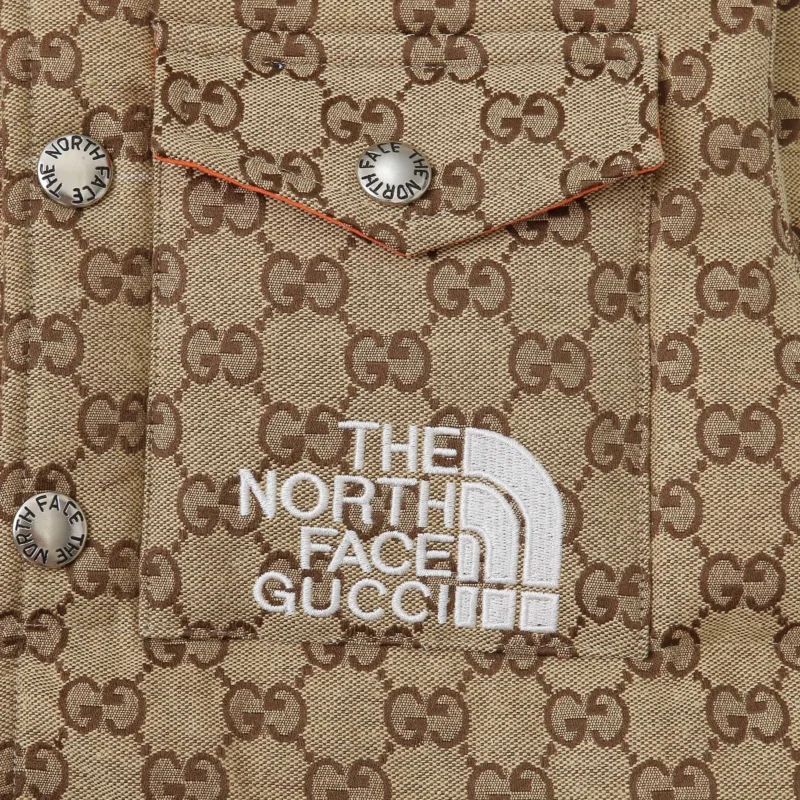 Replica THE NORTH FACE x GUCCI Down Vest Beige GG Pattern Reps - RepLuxe
