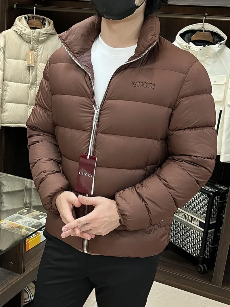 Replica Gucci 2025 Down Jacket Brown Stand Collar Reps - RepLuxe