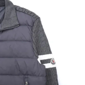 Replica Moncler Knit Down Jacket Grey Stand Collar Reps - RepLuxe