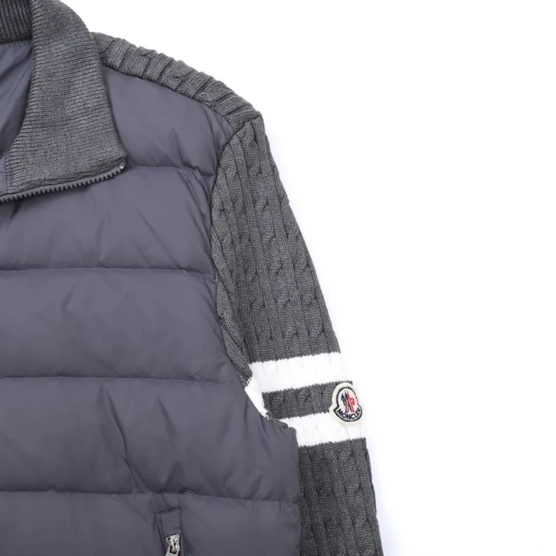 Replica Moncler Knit Down Jacket Grey Stand Collar Reps - RepLuxe