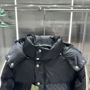Replica Gucci GG Down Jacket Black with Beige Trim Reps - RepLuxe