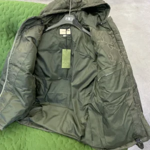Replica Gucci GG Canvas Down Jacket Olive Green Reps - RepLuxe