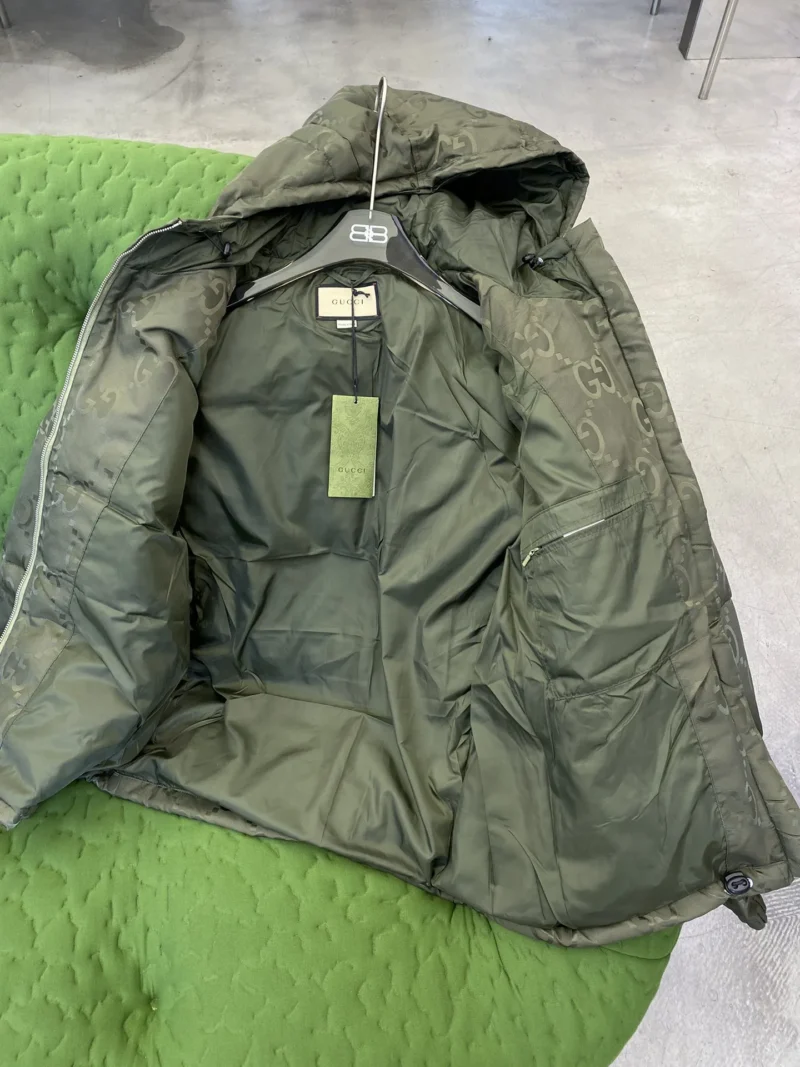 Replica Gucci GG Canvas Down Jacket Olive Green Reps - RepLuxe