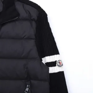 Replica Moncler Knit Down Jacket Black Stand Collar Reps - RepLuxe