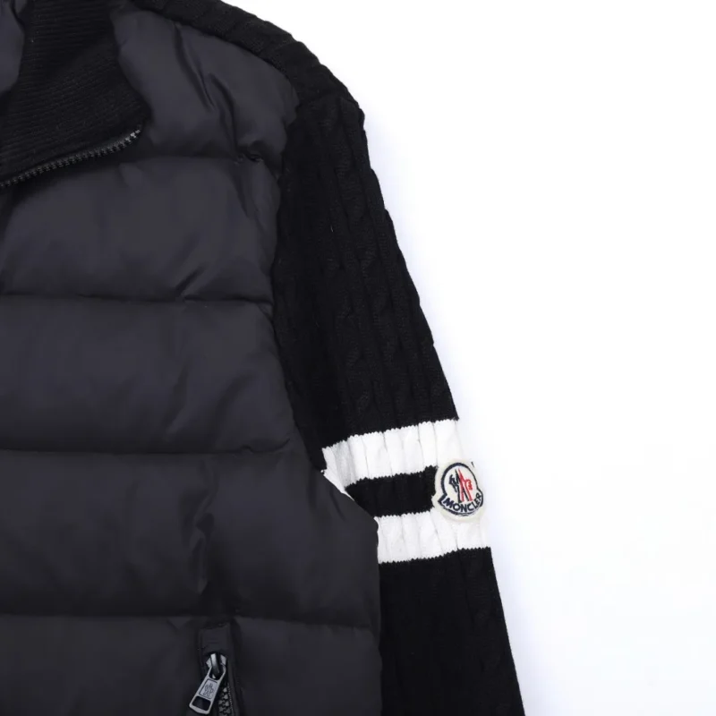 Replica Moncler Knit Down Jacket Black Stand Collar Reps - RepLuxe