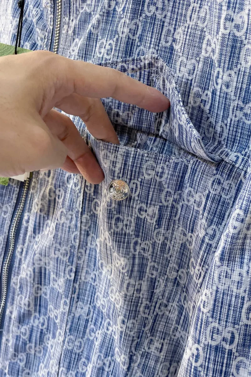 Replica Gucci Jacquard Denim Down Jacket Blue Regular Reps - RepLuxe