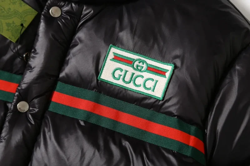 Replica Gucci Logo Tape Down Jacket Black Puffer Reps - RepLuxe