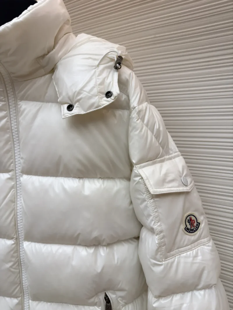 Replica Moncler Maya Down Jacket White Hooded Reps - RepLuxe