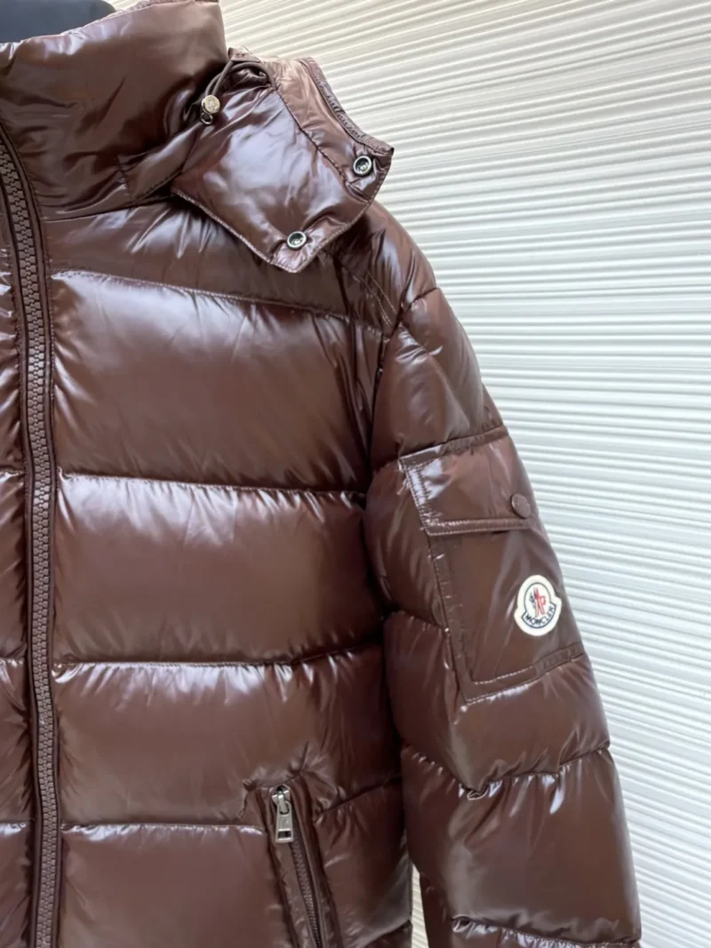 Replica Moncler Maya Down Jacket Brown Hooded Reps - RepLuxe