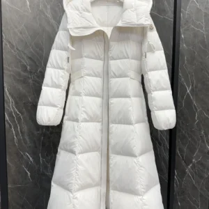 Replica Moncler Faucon Long Down Coat White Women Reps - RepLuxe