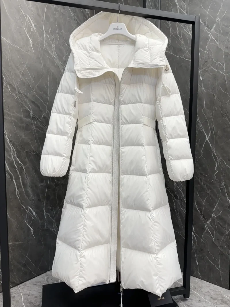 Replica Moncler Faucon Long Down Coat White Women Reps - RepLuxe