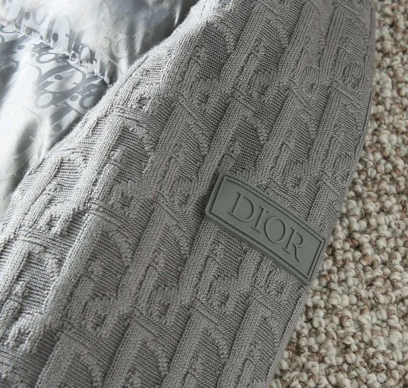 Replica Dior Knit Down Jacket Grey Unisex Style Reps - RepLuxe