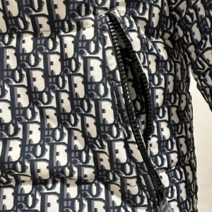 Replica Dior Classic Houndstooth Down Jacket Blue White Reps - RepLuxe