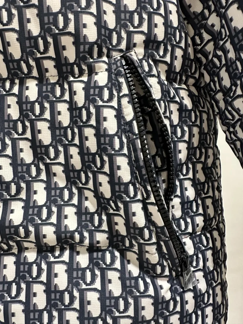 Replica Dior Classic Houndstooth Down Jacket Blue White Reps - RepLuxe