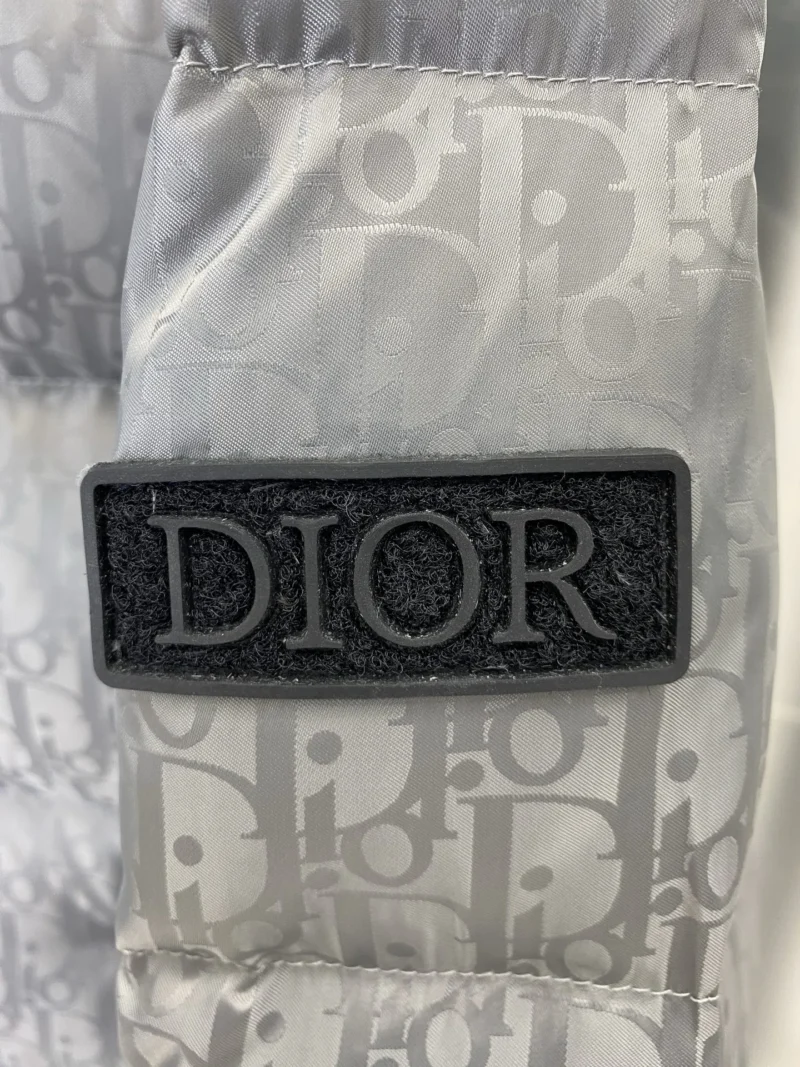 Replica Dior Oblique Down Jacket Grey Stand Collar Reps - RepLuxe